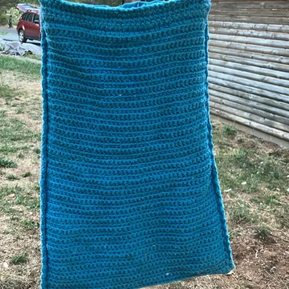 Handmade crochet bag with shell pocket and batik beautiful colors